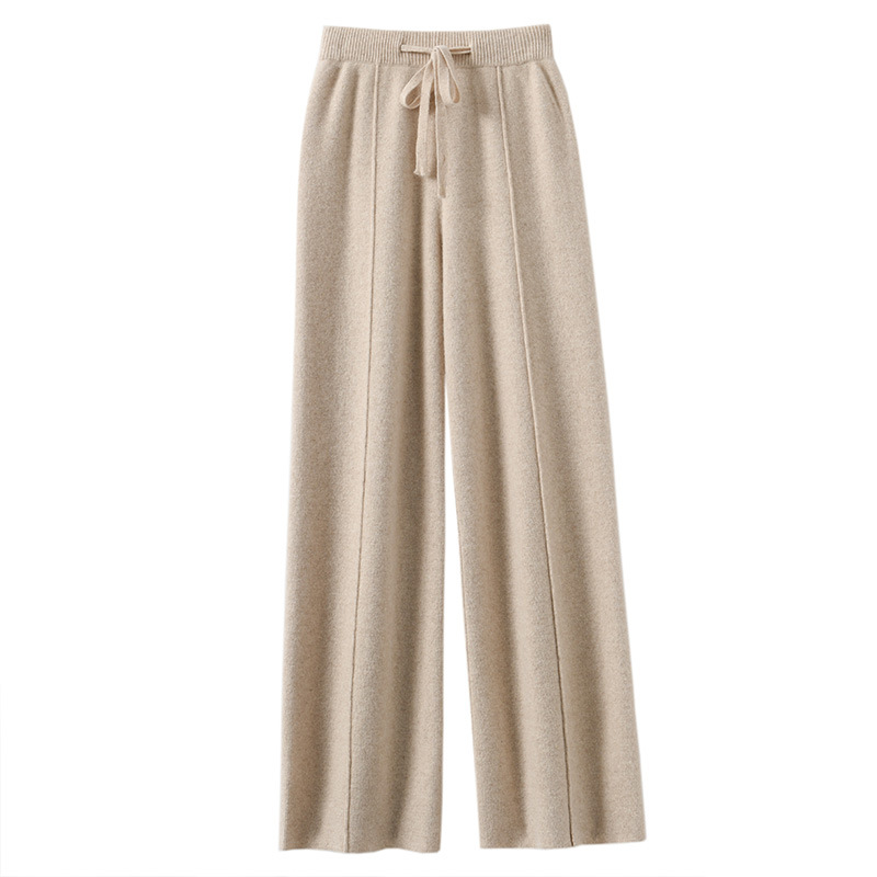 Women's High-Waisted Pants with Wide Legs and Drawstring | Casual Style
