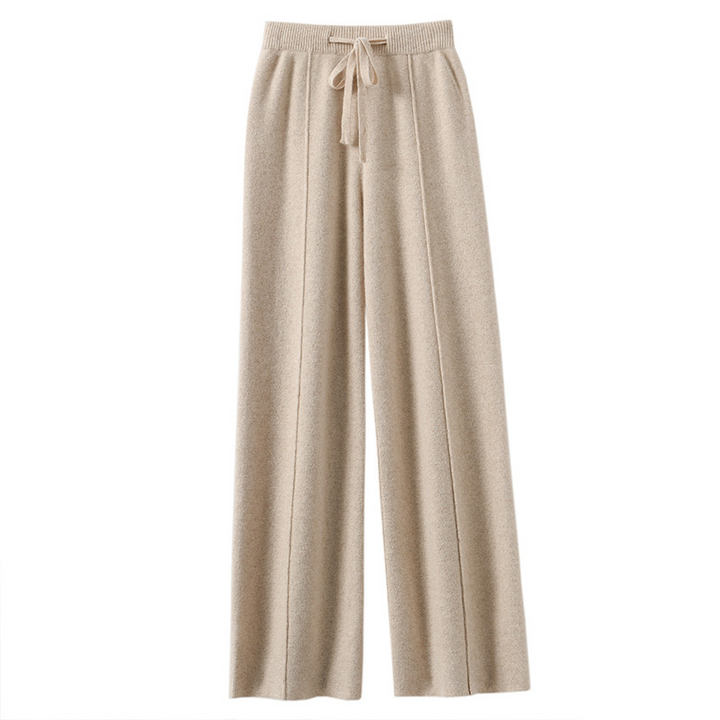 Women's High-Waisted Pants with Wide Legs and Drawstring | Casual Style