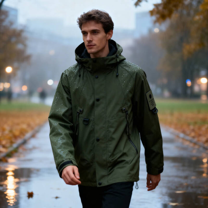 Callum | Męska Kurtka o Regularnym Kroju w Stylu Softshell z Regulowanym Kapturem i Zamkiem