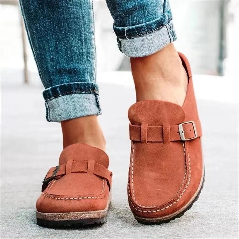 Women's Slip-On Loafers with Strap and Buckle | Flat Sole