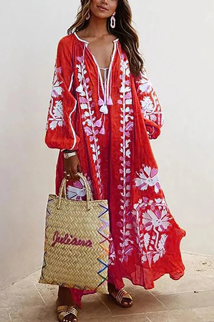 Patrycja | Damska Sukienka Maxi Boho z Dekoltem V