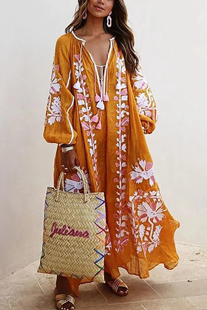 Patrycja | Damska Sukienka Maxi Boho z Dekoltem V