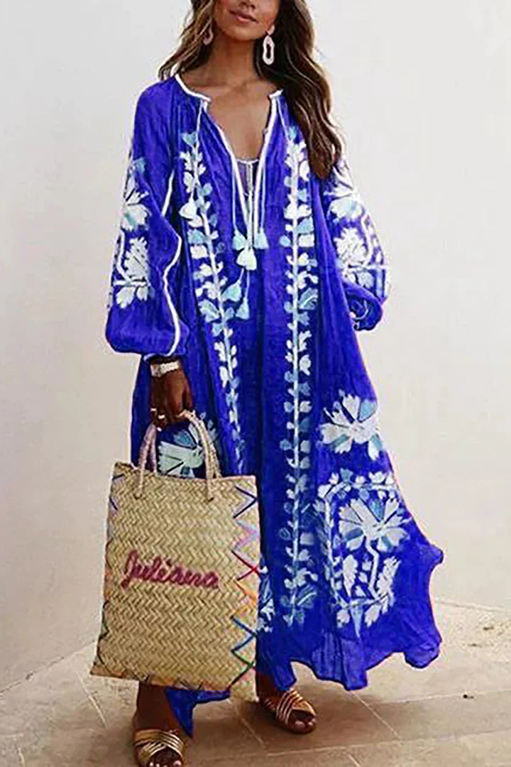 Patrycja | Damska Sukienka Maxi Boho z Dekoltem V