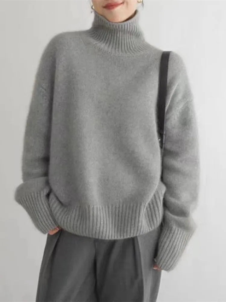 Barbara | Damski sweter z golfem dzianinowy