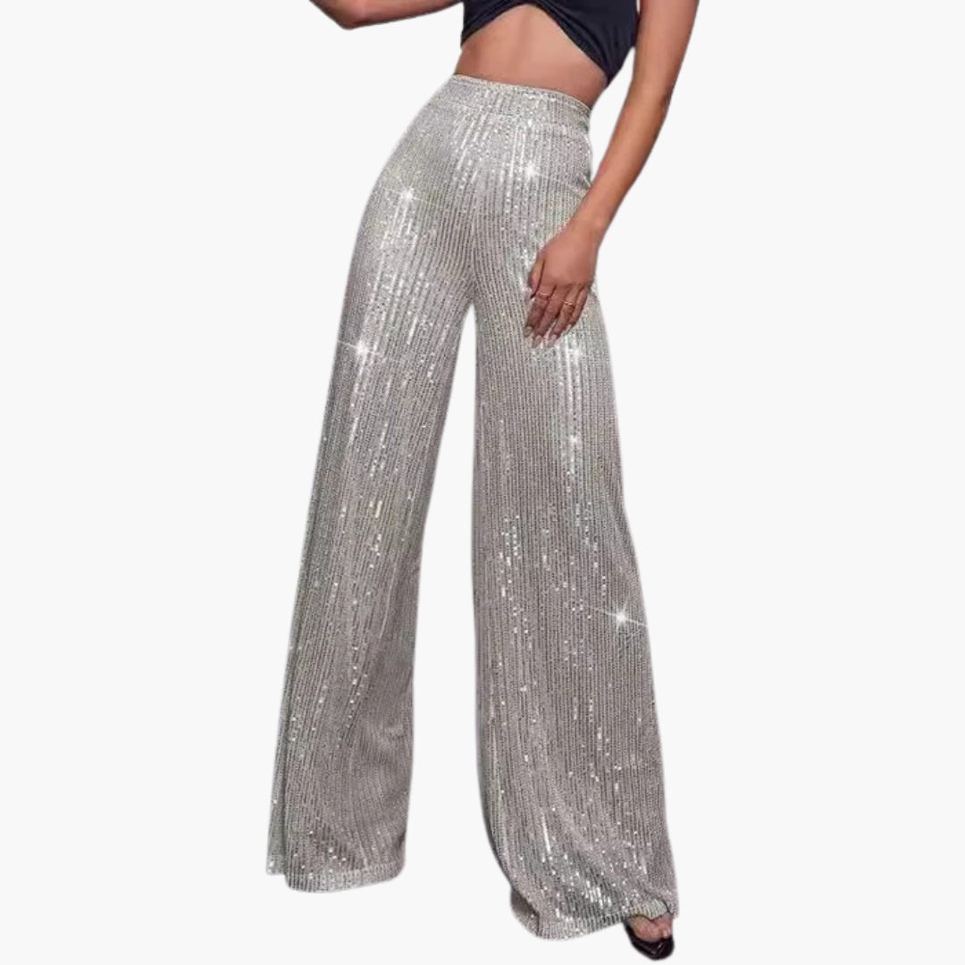 Damskie Spodnie | Spodnie z Wysokim Stanem i Szerokimi Nogawkami | Ozdobne Detale | Elegancki Styl Okazjonalny