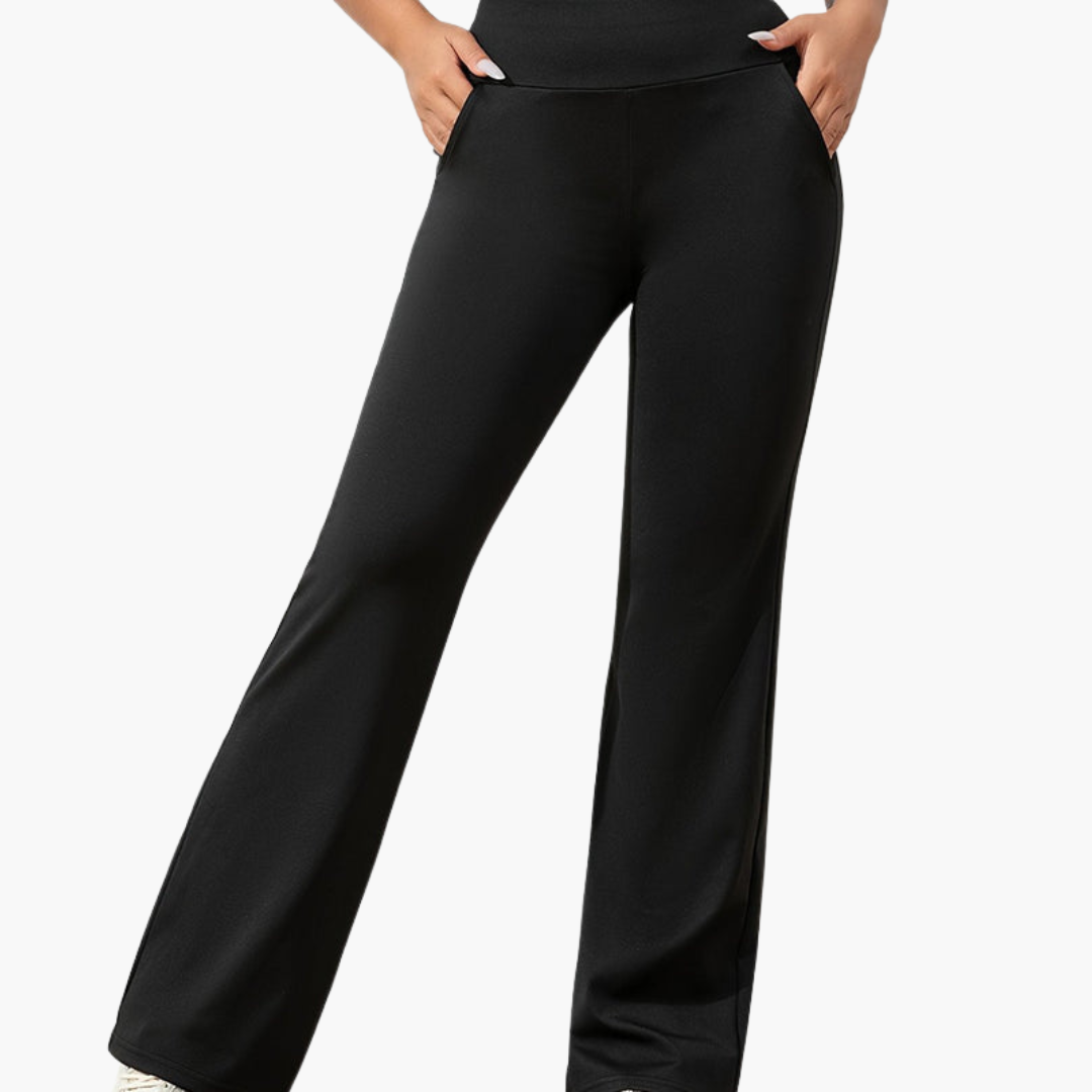 Women's Stretch Flared Pants | Elastic Waistband and Side Pockets | Versatile Casual Style
