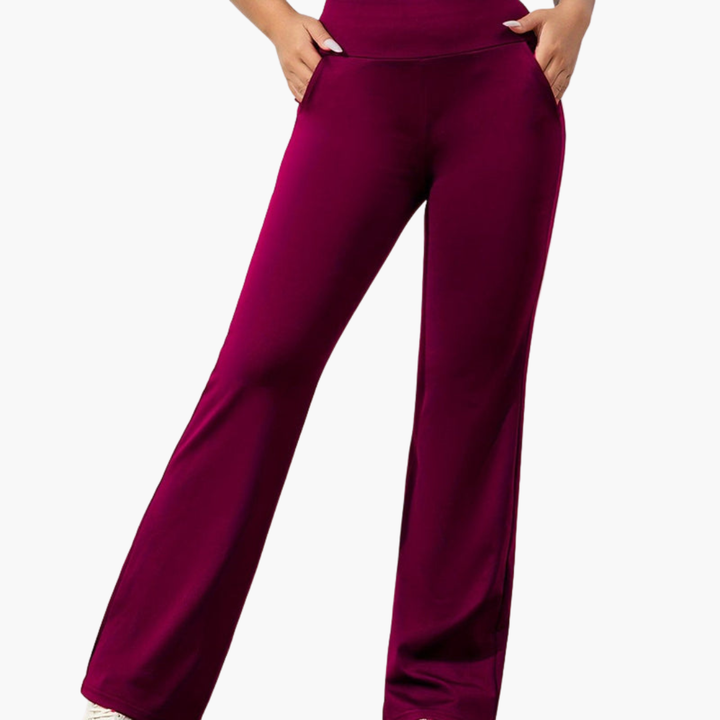 Women's Stretch Flared Pants | Elastic Waistband and Side Pockets | Versatile Casual Style