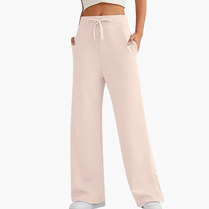 Women's Wide-Leg Pants with Drawstring Waist, Side Pockets, Loose Fit | Homewear