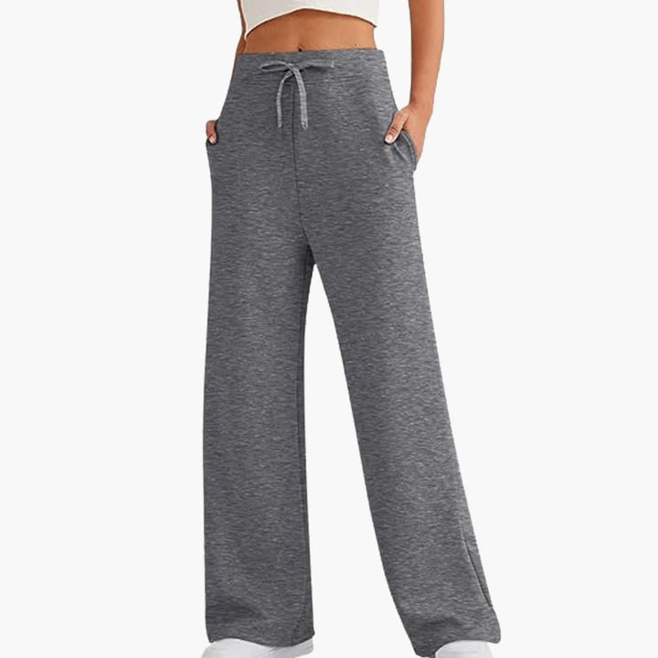 Women's Wide-Leg Pants with Drawstring Waist, Side Pockets, Loose Fit | Homewear