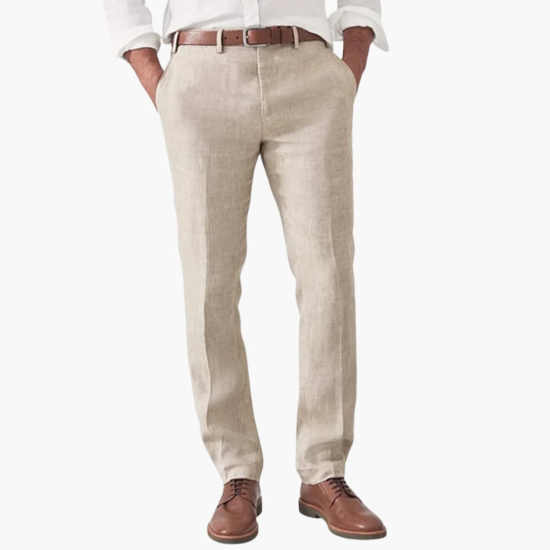 Men's Straight-Leg Pants Button Closure Side Pockets Regular Fit | Smart Casual