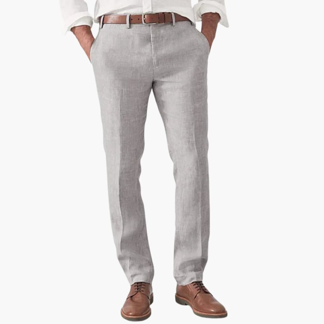 Men's Straight-Leg Pants Button Closure Side Pockets Regular Fit | Smart Casual