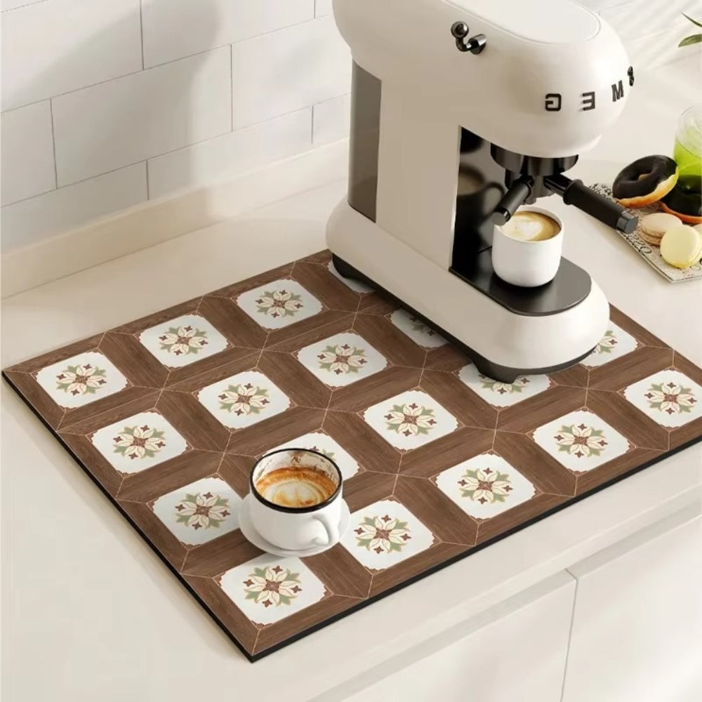 Podkładka pod ekspres do kawy z wzorem retro płytek – chłonna ochrona blatu 10