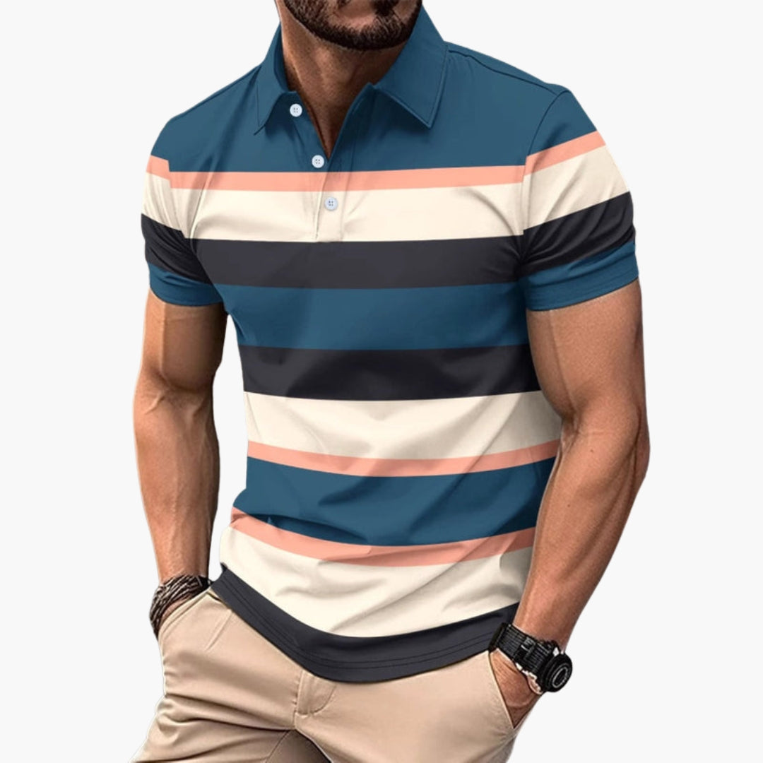Męska Koszulka Polo w Paski | Krótki Rękaw i Klasyczny Kołnierzyk | Styl Smart Casual