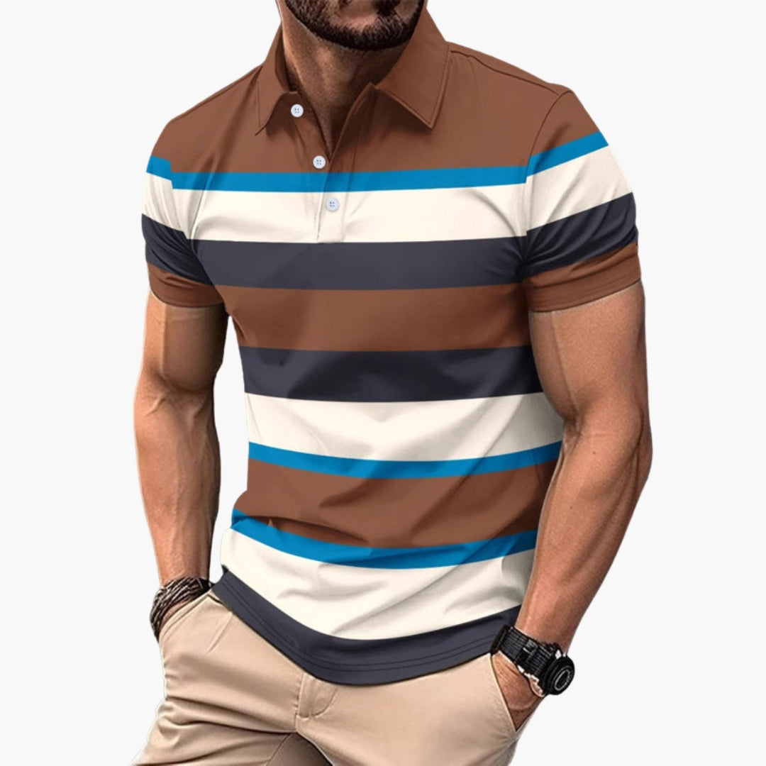 Męska Koszulka Polo w Paski | Krótki Rękaw i Klasyczny Kołnierzyk | Styl Smart Casual