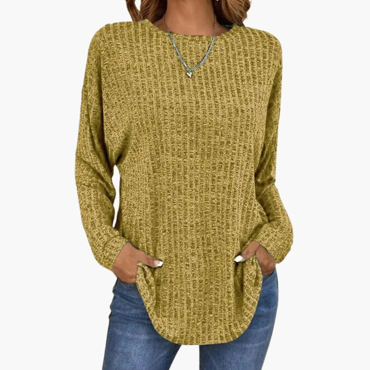 Women's Sweater with Textured Structure | Relaxed Fit and Rounded Hem | Everyday Comfort