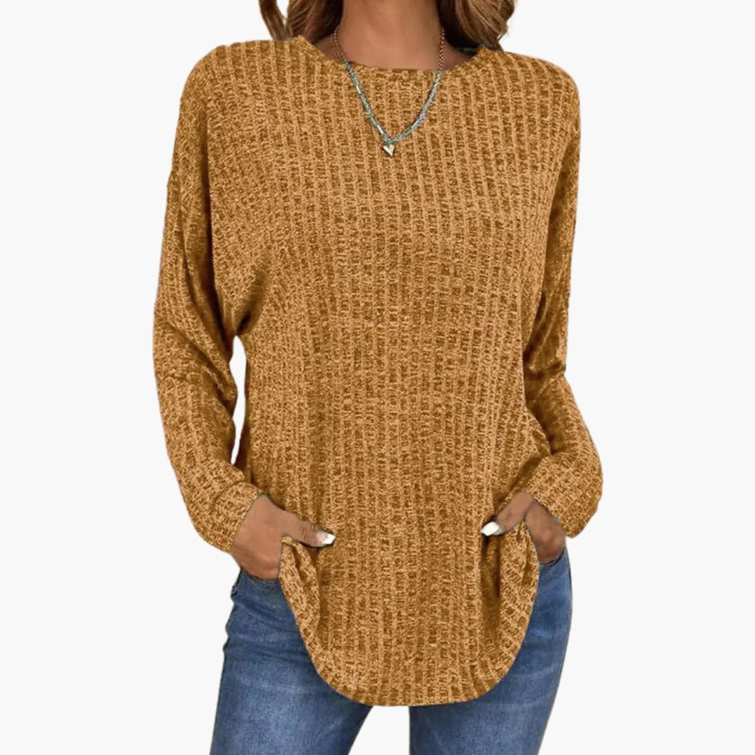 Women's Sweater with Textured Structure | Relaxed Fit and Rounded Hem | Everyday Comfort