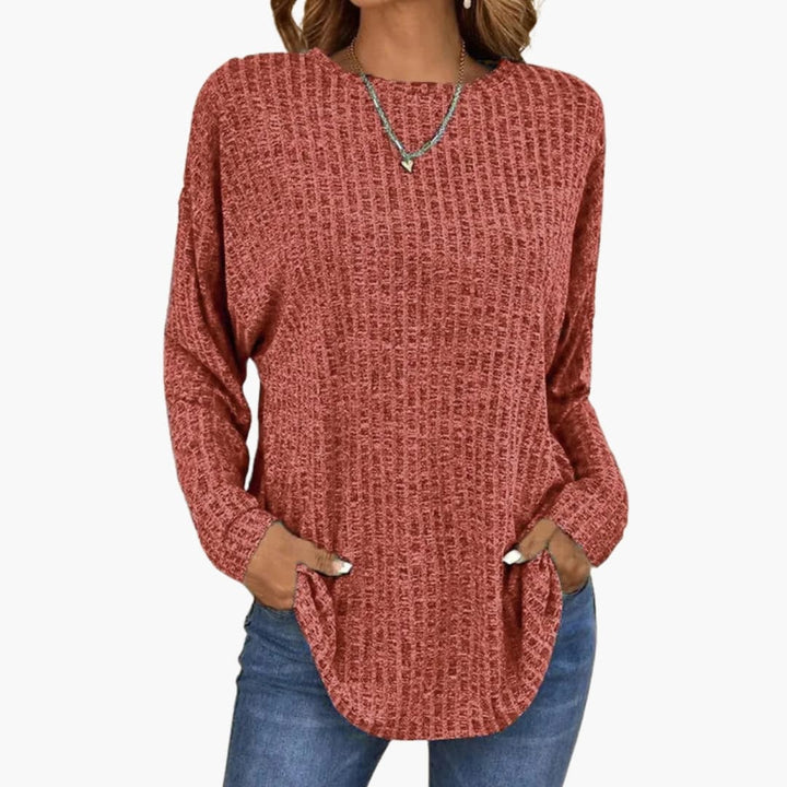 Women's Sweater with Textured Structure | Relaxed Fit and Rounded Hem | Everyday Comfort
