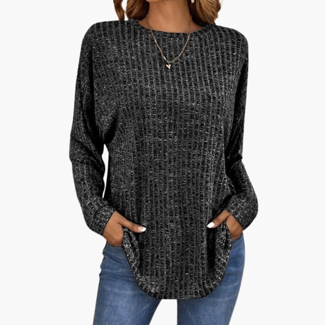 Women's Sweater with Textured Structure | Relaxed Fit and Rounded Hem | Everyday Comfort