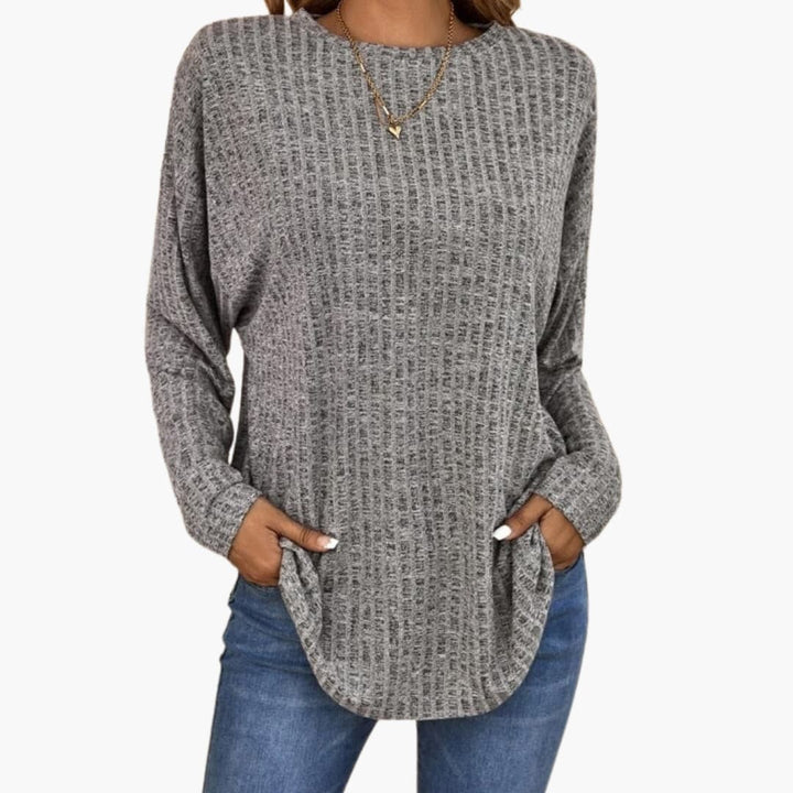 Women's Sweater with Textured Structure | Relaxed Fit and Rounded Hem | Everyday Comfort