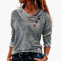 Damski Sweter Paisley Guziki Dekolt Cowl | Cowlneck