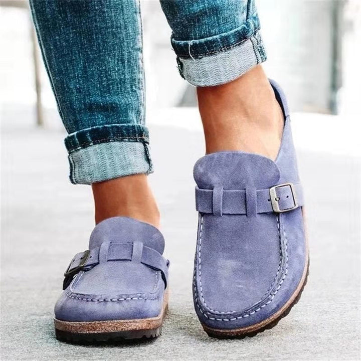 Women's Slip-On Loafers with Strap and Buckle | Flat Sole