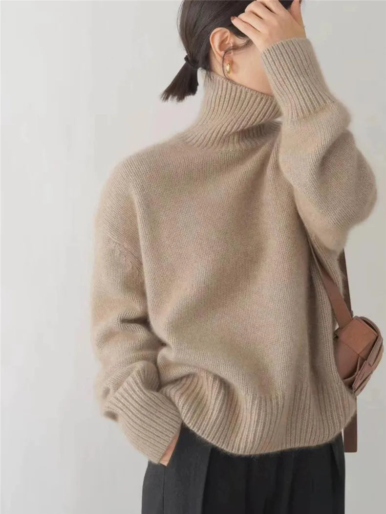 Barbara | Damski sweter z golfem dzianinowy