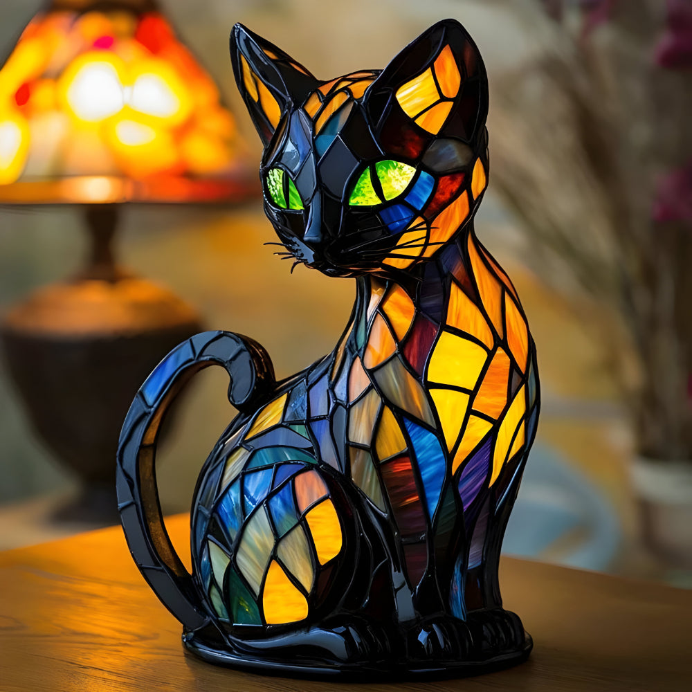 Ręcznie robiona lampa w kształcie kota – Artystyczna lampka nocna z efektem świetlnym 0