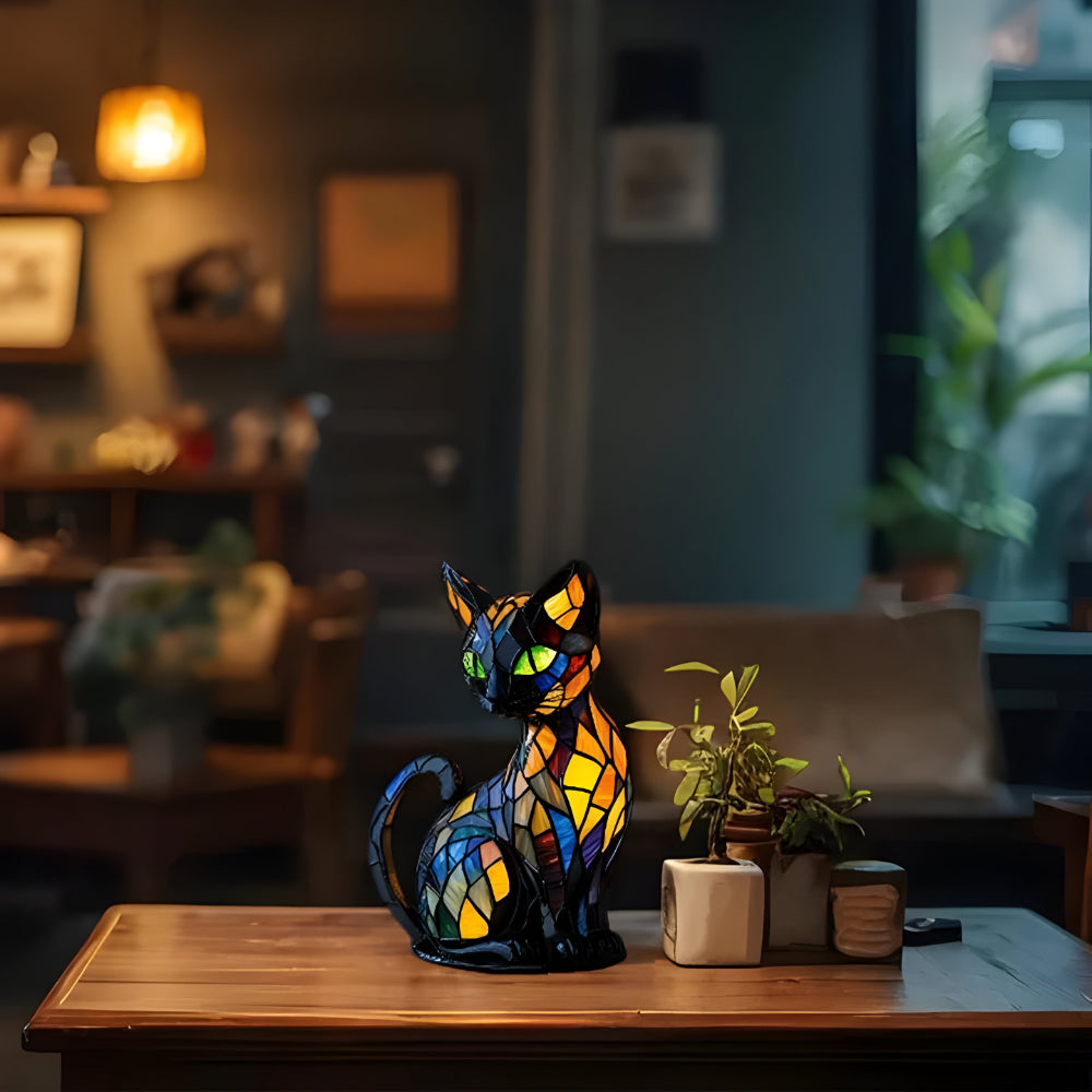Ręcznie robiona lampa w kształcie kota – Artystyczna lampka nocna z efektem świetlnym 1