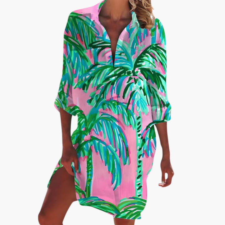 Women's Shirt Dress | Loose Fit | Buttons and Colorful Print | Casual Style
