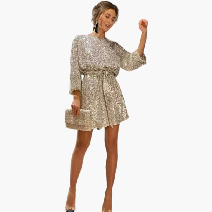 Women's Cocktail Dress | Shiny Finish and Adjustable Strap | Elegant Style for Parties
