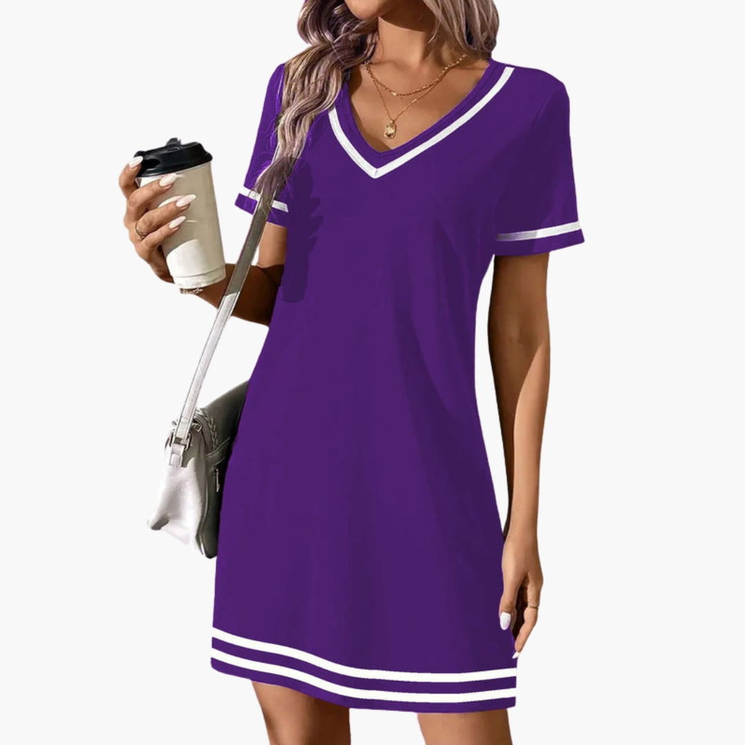 Women's T-Shirt Dress | Mini Dress Relaxed Fit | V-Neck | Everyday Casual Style