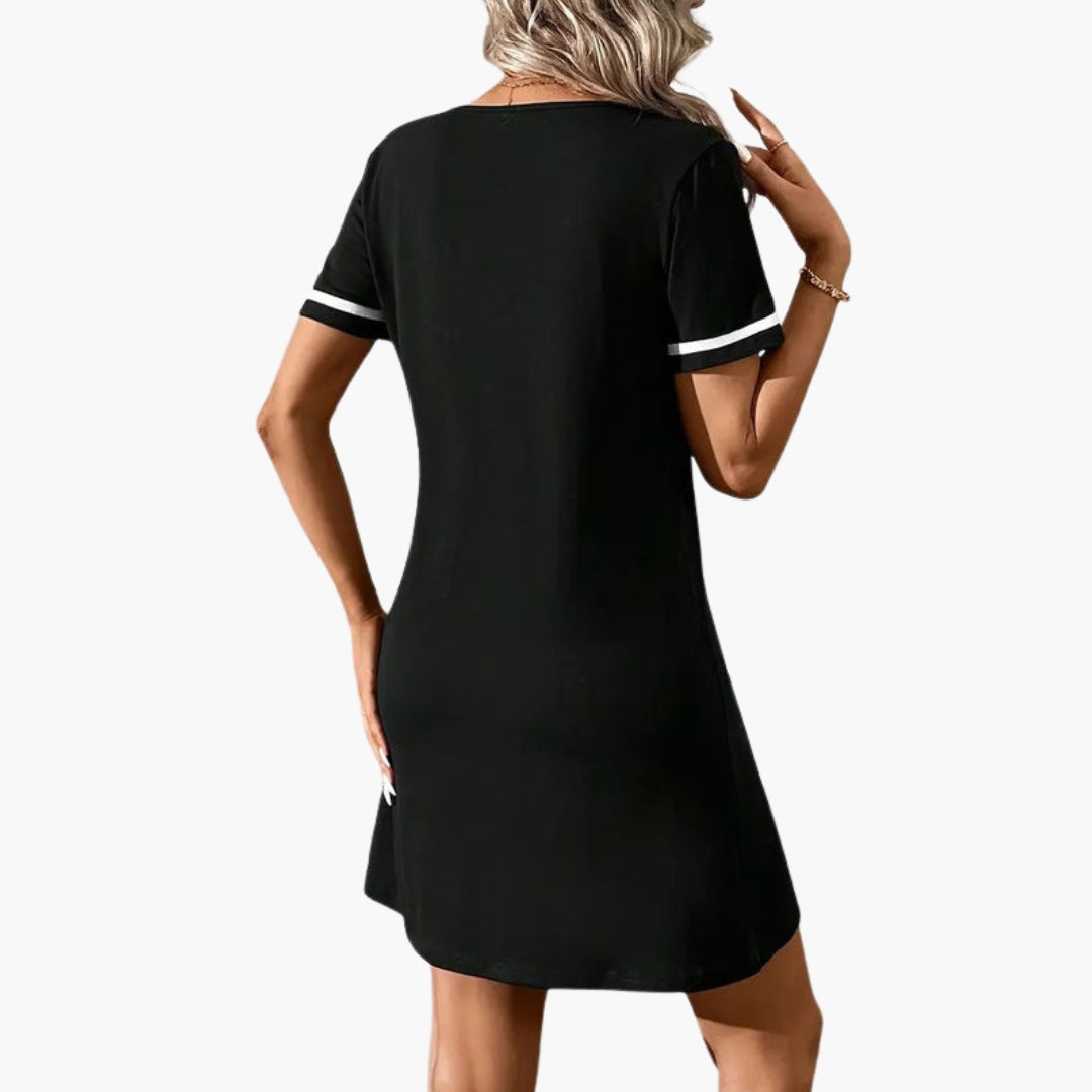 Women's T-Shirt Dress | Mini Dress Relaxed Fit | V-Neck | Everyday Casual Style