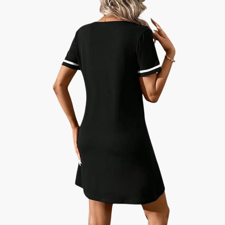 Women's T-Shirt Dress | Mini Dress Relaxed Fit | V-Neck | Everyday Casual Style