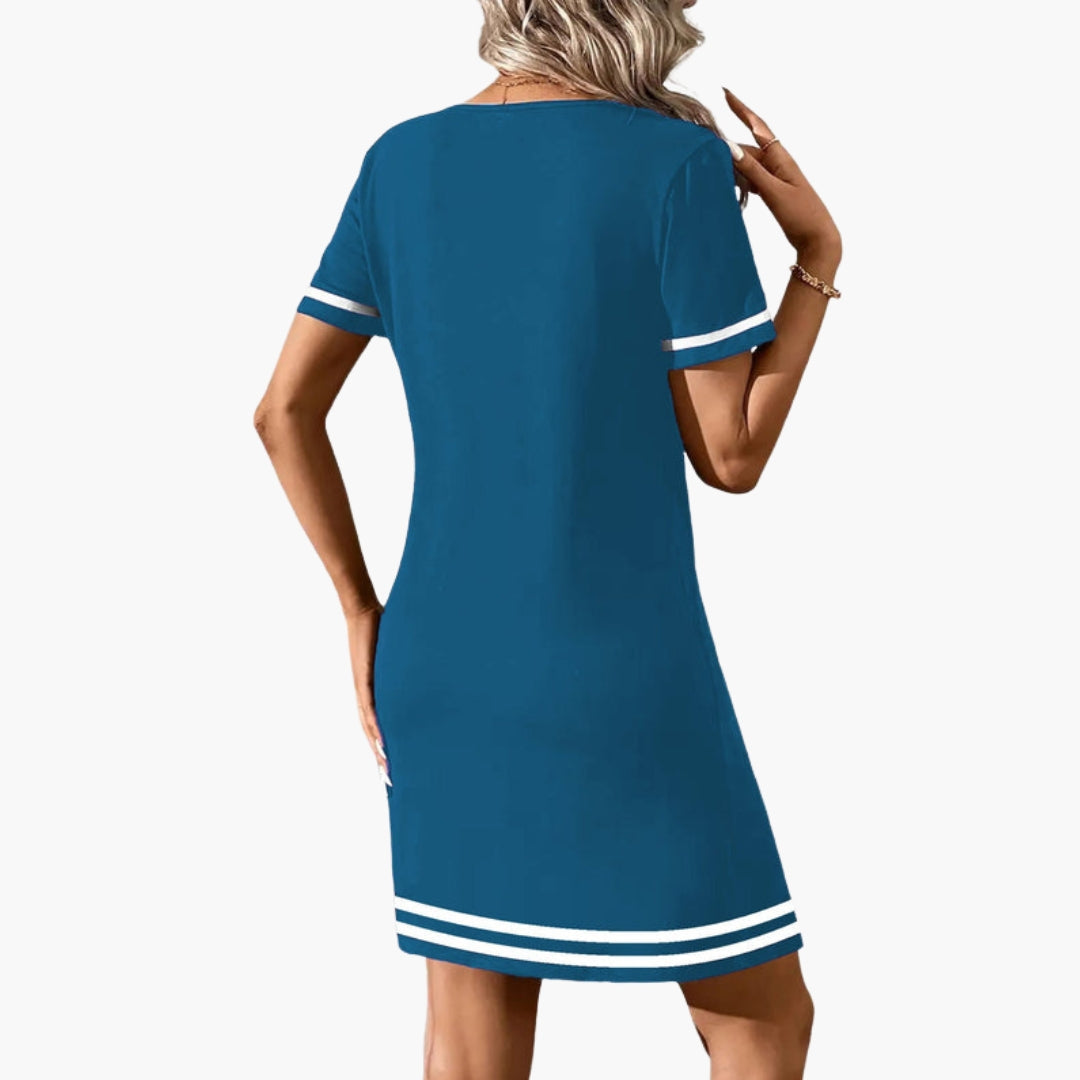 Women's T-Shirt Dress | Mini Dress Relaxed Fit | V-Neck | Everyday Casual Style