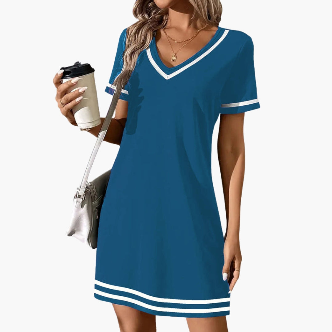 Women's T-Shirt Dress | Mini Dress Relaxed Fit | V-Neck | Everyday Casual Style