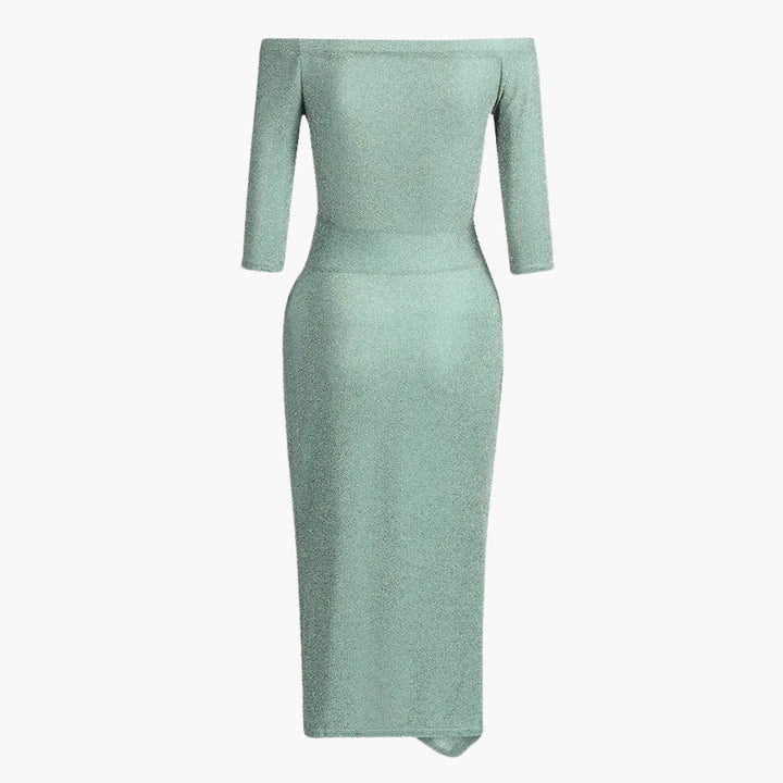 Women's Dress with Off-the-Shoulder and Side Slit | Midi