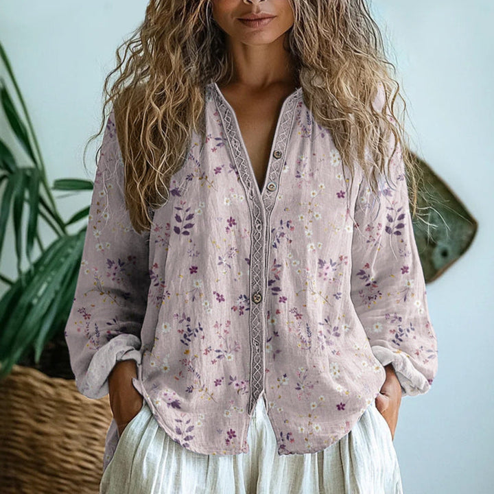Paulina | Damska bluzka we wzory z guzikami