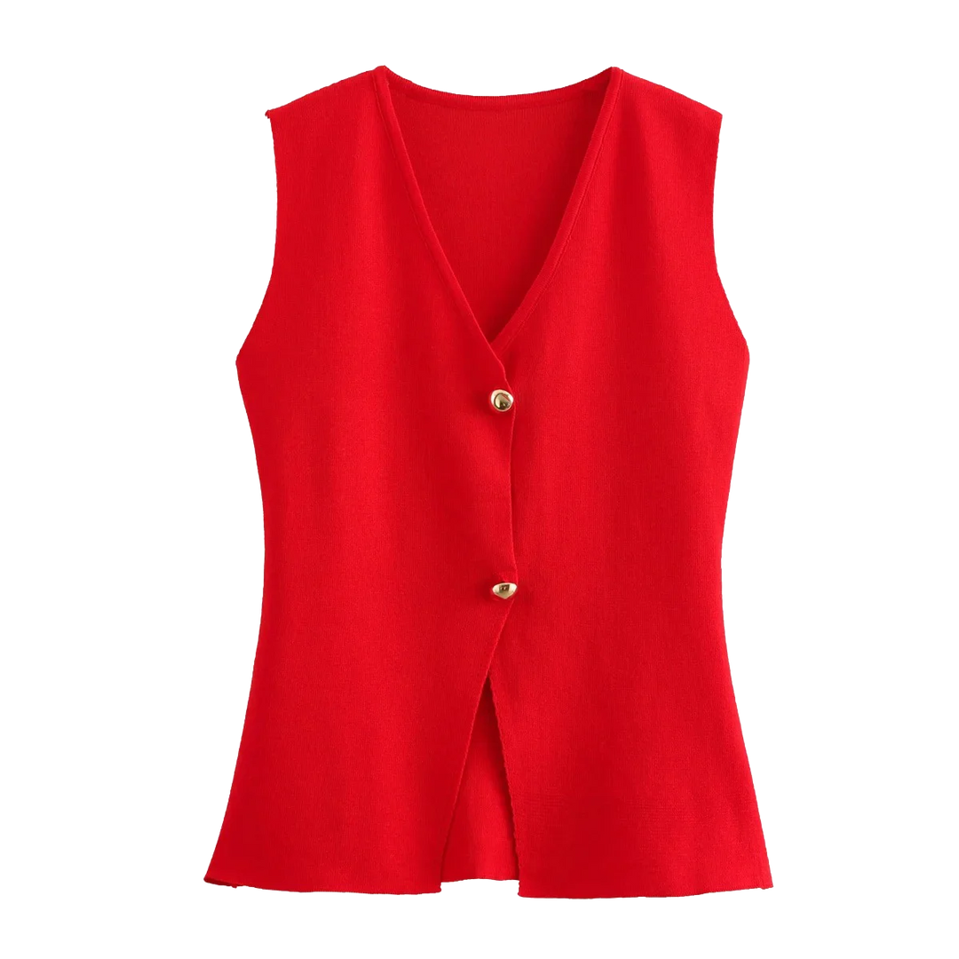 Women's Fitted Sleeveless Button-Up Top | Slim Fit