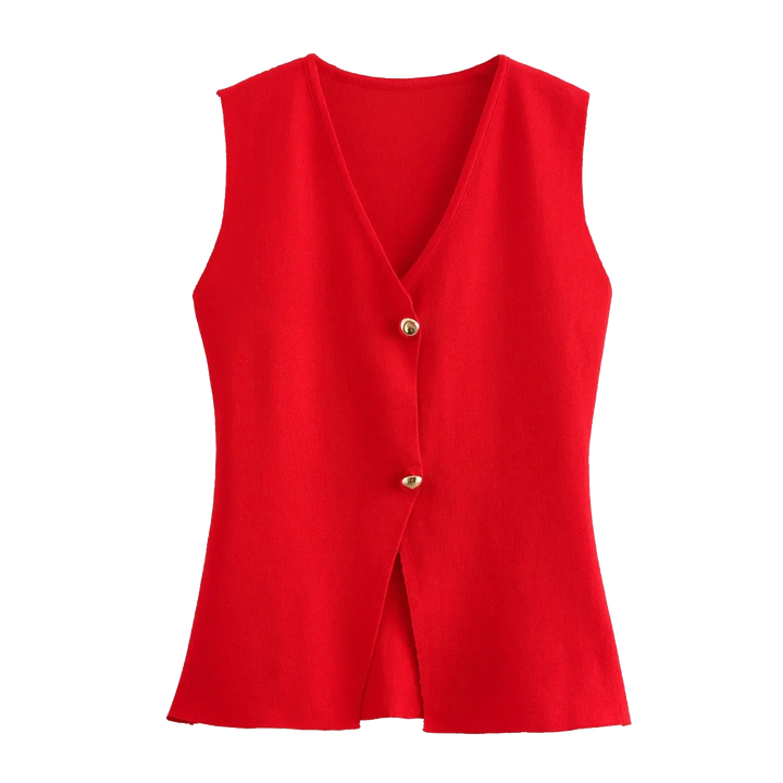Women's Fitted Sleeveless Button-Up Top | Slim Fit