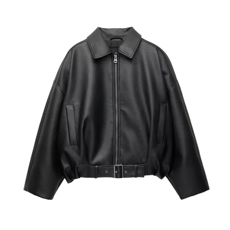 Women's Zip-Up Jacket with Collar Long Sleeve | Oversized