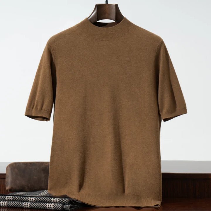 Męski Sweter z Półgolfem i Krótkim Rękawem | Minimalistyczny Design