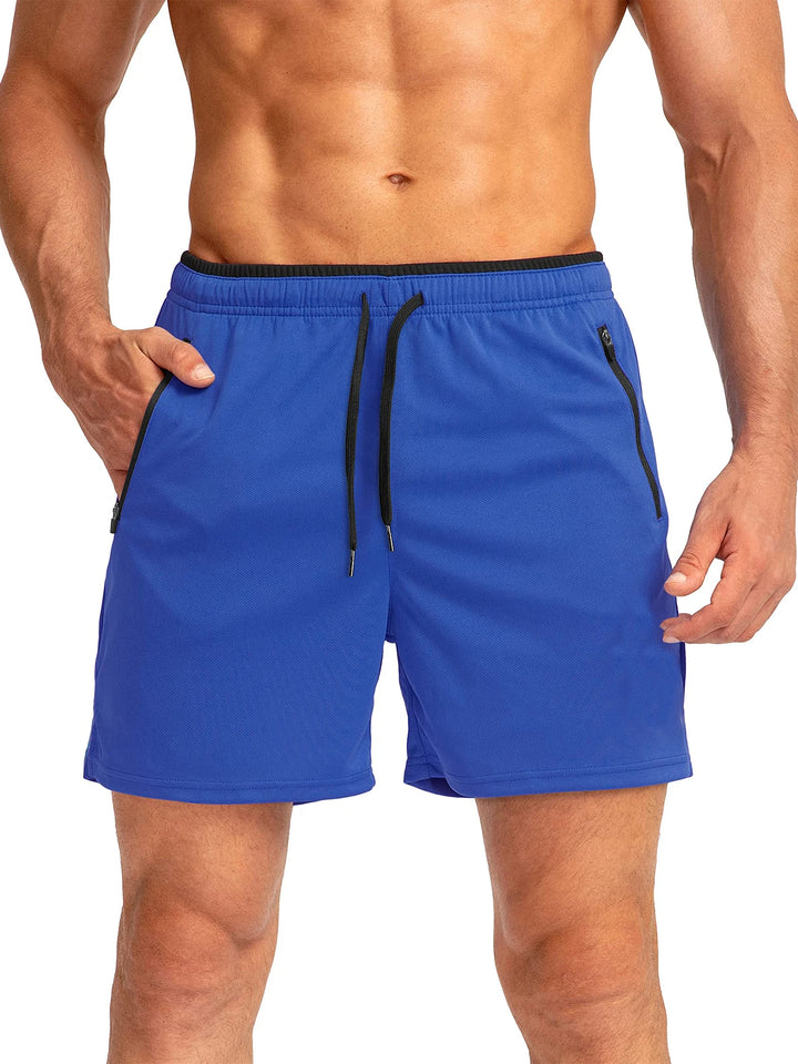 Men's Sports Shorts with Drawstring and Zipper Pockets | Athletic Fit