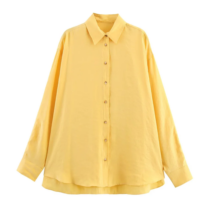 Women's Long Sleeve Shirt Stripes Collar Buttons Shirt | Oversize