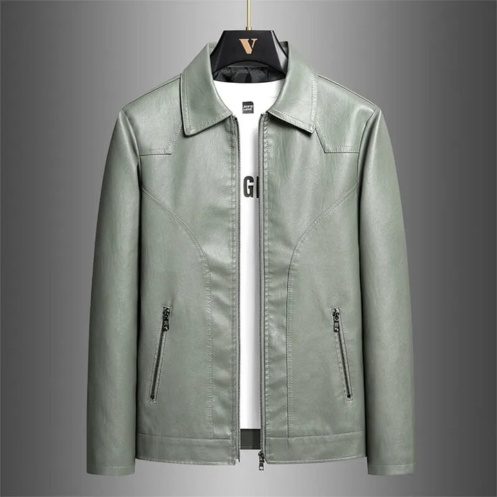Men's Motorcycle Jacket with Collar and Zipper | Fitted Cut