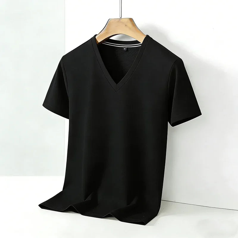 Męski Basic T-Shirt z Dekoltem V i Krótkim Rękawem | Regularny Krój