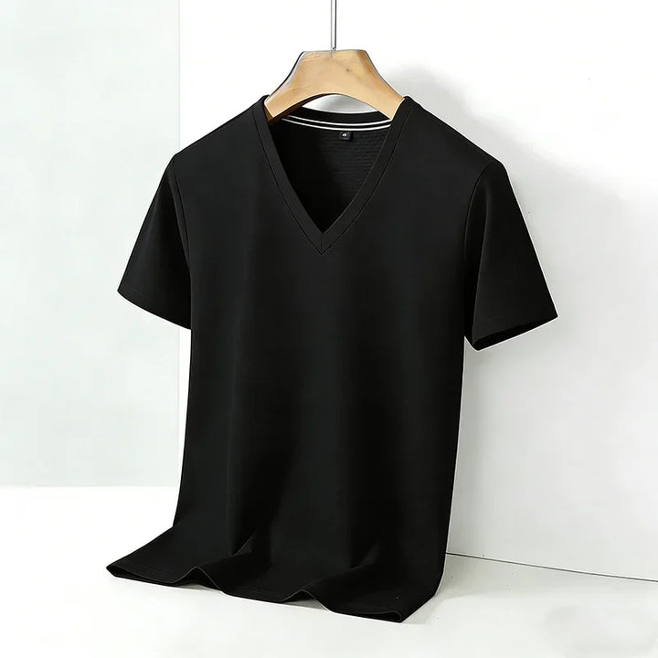 Męski Basic T-Shirt z Dekoltem V i Krótkim Rękawem | Regularny Krój
