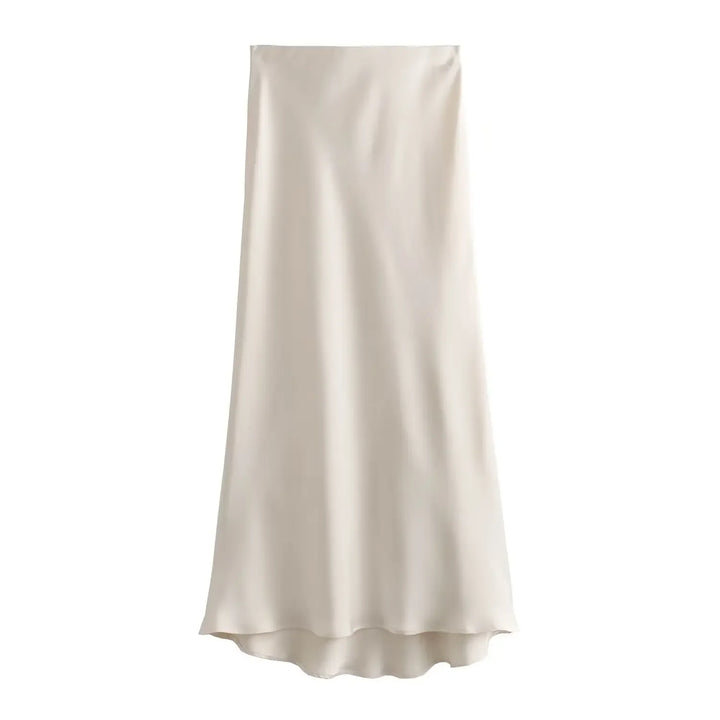 Women's High Waist Flared A-Line Solid Color Skirt | Midi