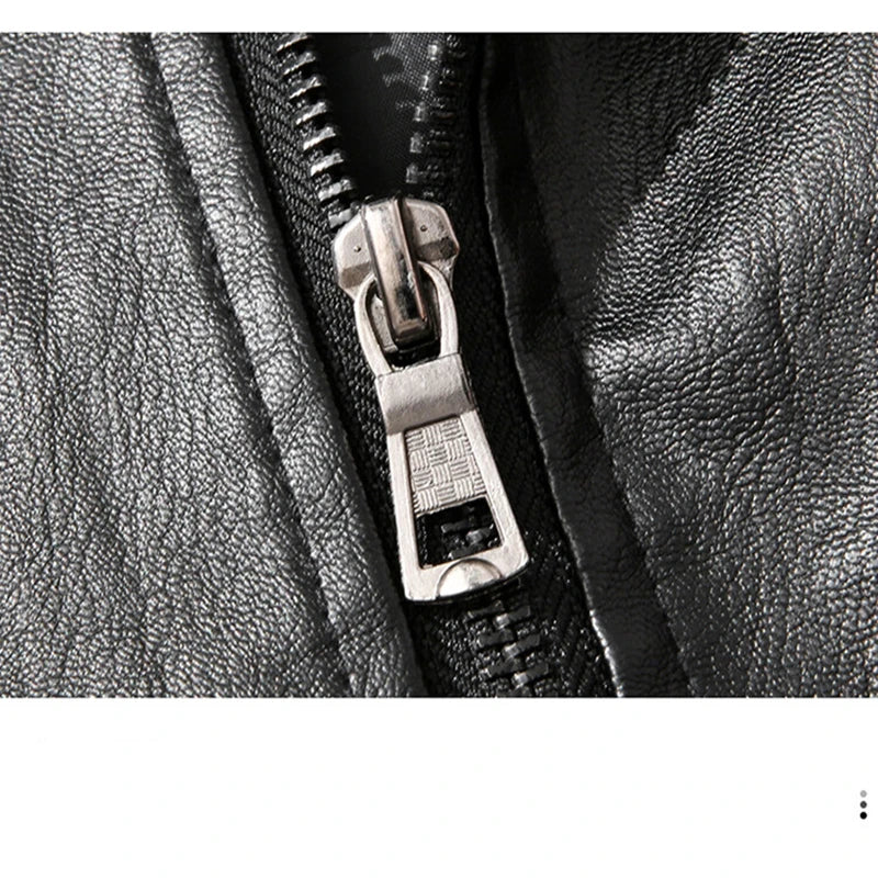 Men's Motorcycle Jacket with Collar and Zipper | Fitted Cut