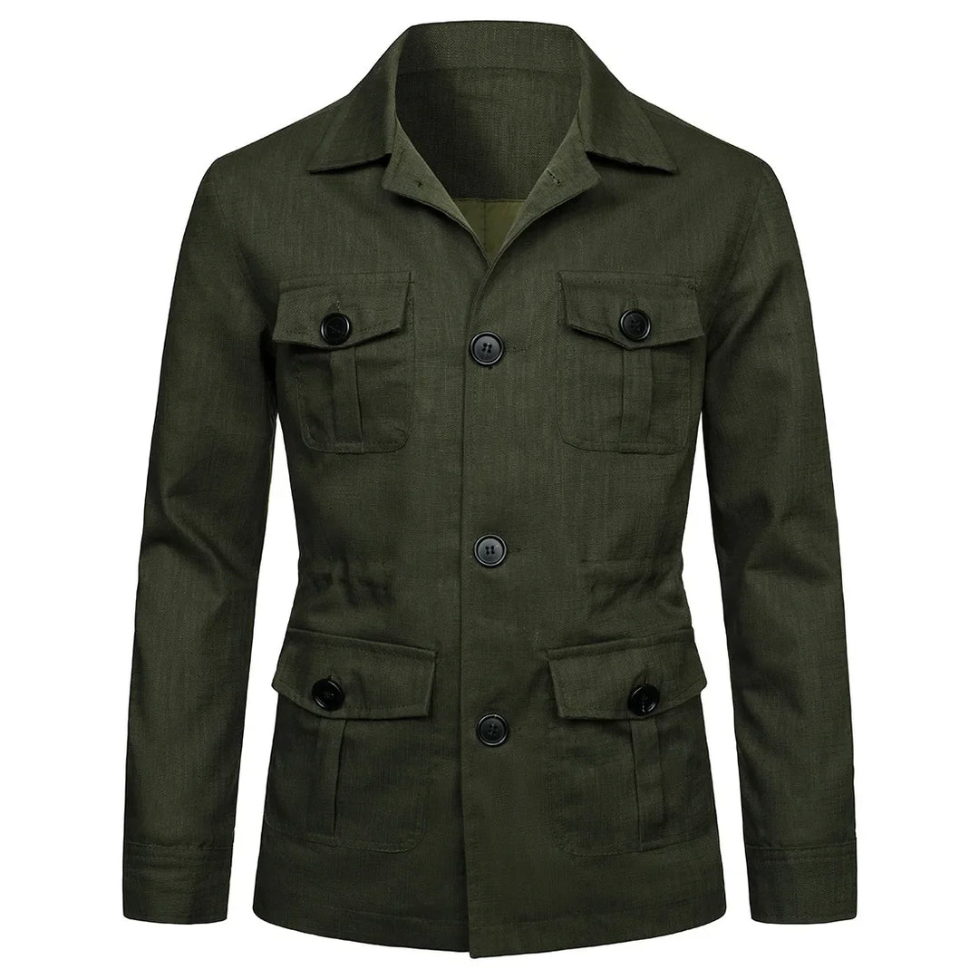 Men's Front Button Multi-Pocket Casual Jacket | Classic Collar