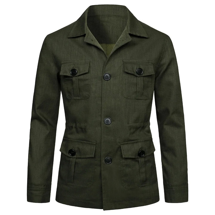 Men's Front Button Multi-Pocket Casual Jacket | Classic Collar